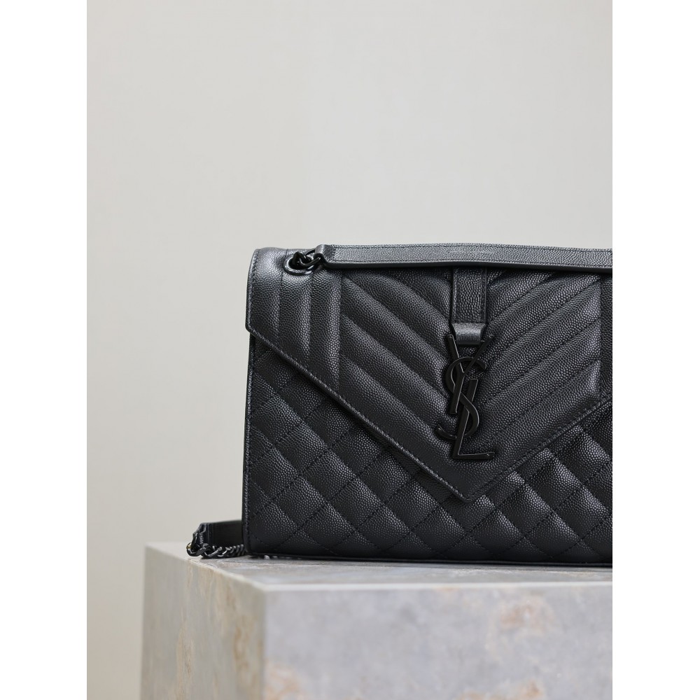 Ysl envelope medium in quilted grain de poudre embossed leather 24x17.5x6cm Bags