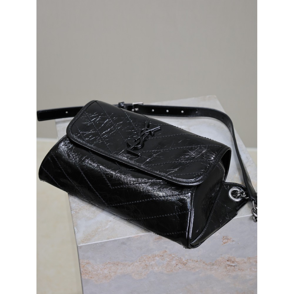 Ysl Crinkled Calfskin Matelasse Monogram Niki Body Bag 28x16x9cm Bags