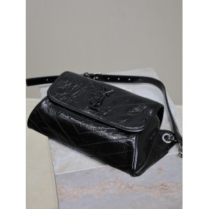 Ysl Crinkled Calfskin Matelasse Monogram Niki Body Bag 28x16x9cm Bags