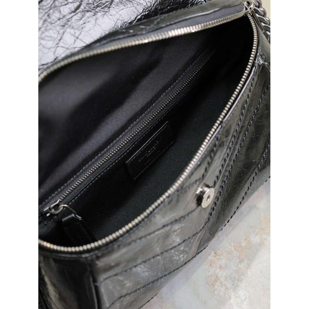 Ysl Crinkled Calfskin Matelasse Monogram Niki Body Bag 28x16x9cm Bags