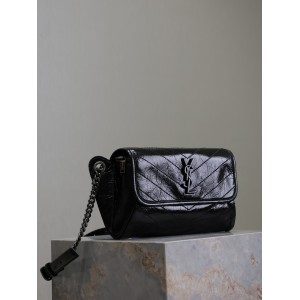 Ysl Crinkled Calfskin Matelasse Monogram Niki Body Bag 28x16x9cm Bags