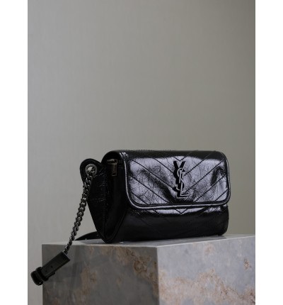Ysl Crinkled Calfskin Matelasse Monogram Niki Body Bag 28x16x9cm