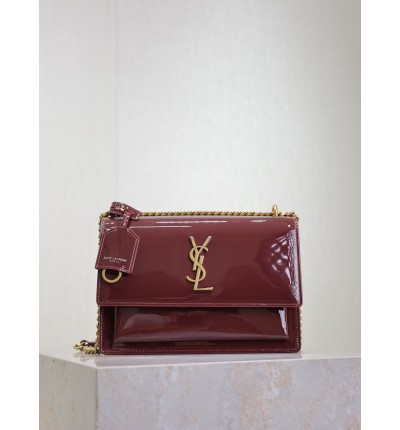 Ysl sunset 22cm patent leather 22x8x16cm