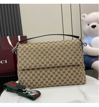 Gucci Medium GG crossbody bag with Web 821616 36x25x12cm