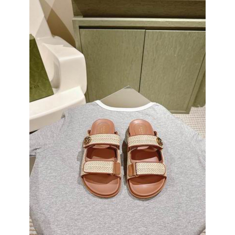 Gucci sandals with double G 35-42 natural raffia Shoes