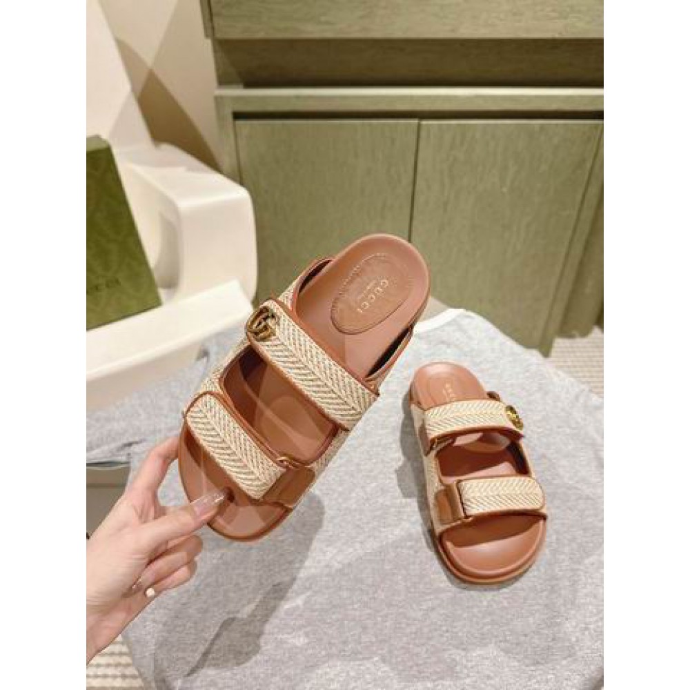 Gucci sandals with double G 35-42 natural raffia Shoes