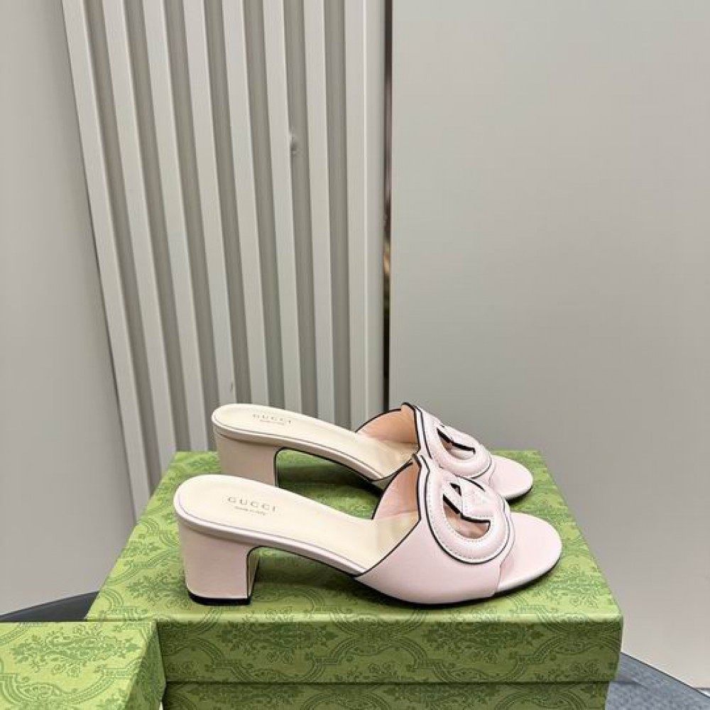 Gucci Cutout leather mules heel 5,5cm 36-42 Shoes
