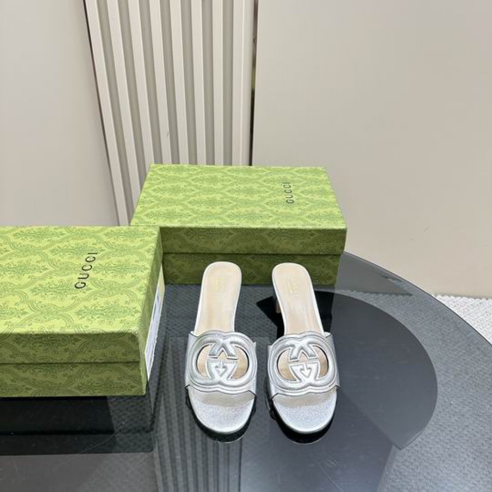 Gucci Cutout leather mules heel 5,5cm 36-42 Shoes