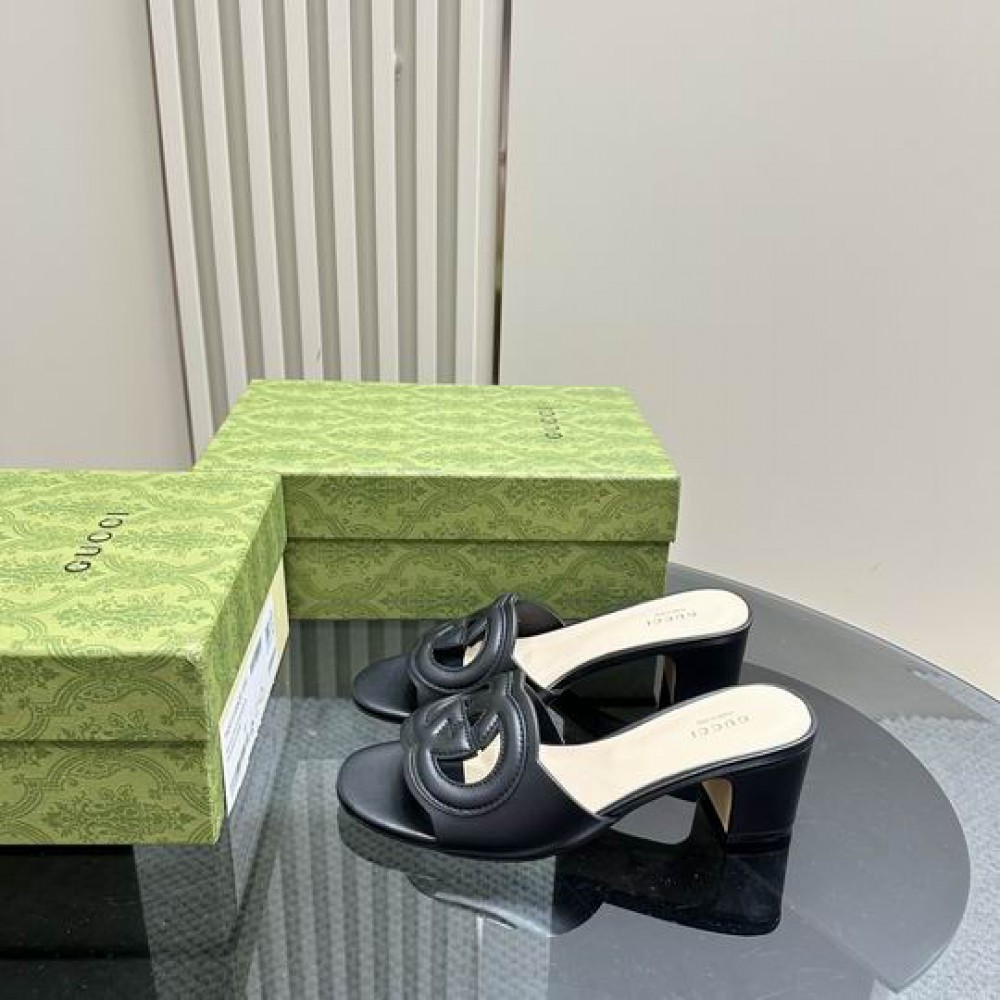 Gucci Cutout leather mules heel 5,5cm 36-42 Shoes