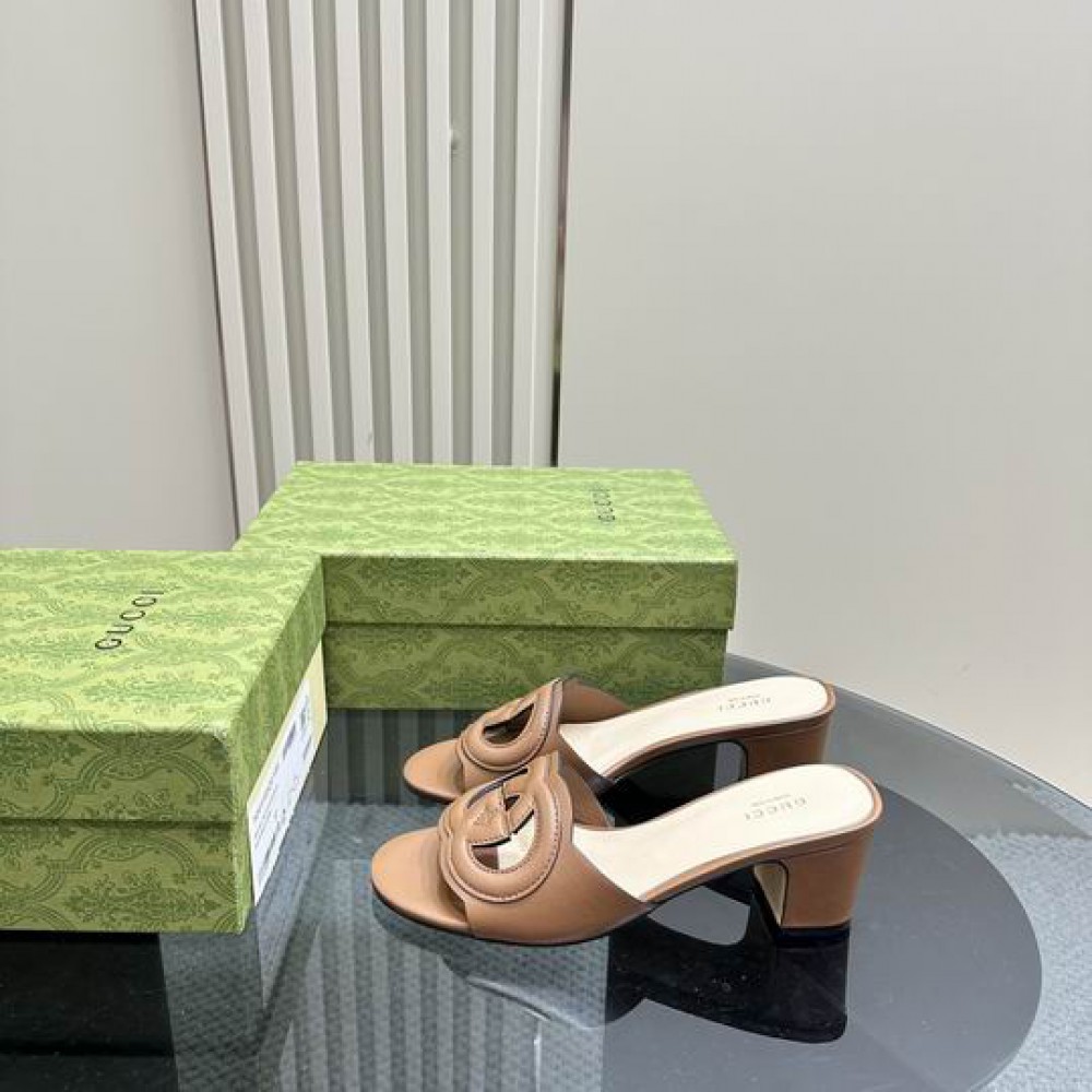 Gucci Cutout leather mules heel 5,5cm 36-42 Shoes