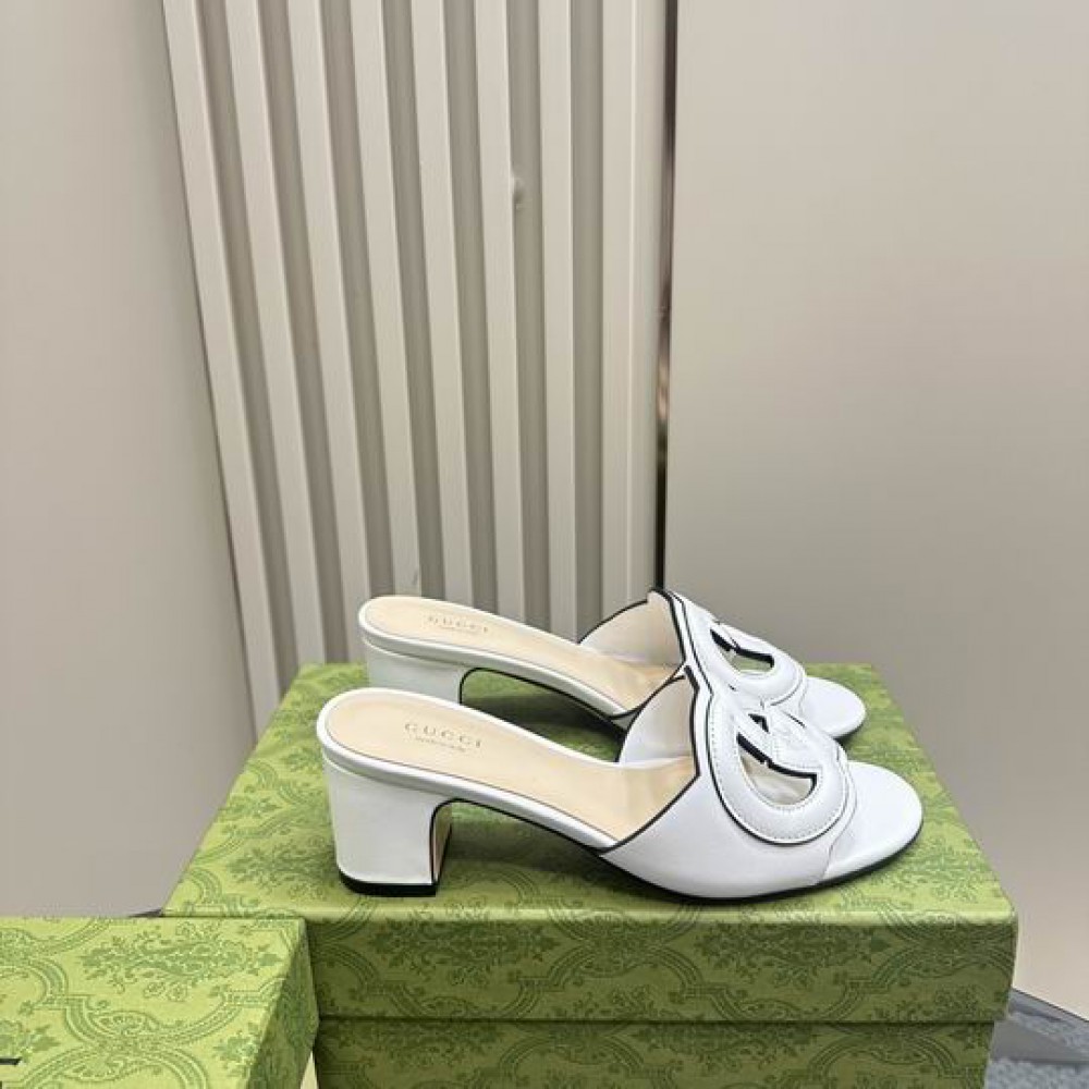 Gucci Cutout leather mules heel 5,5cm 36-42 Shoes