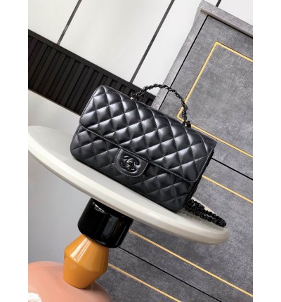 Chanel coco flap bag leather lambskin 16.5x23x8cm