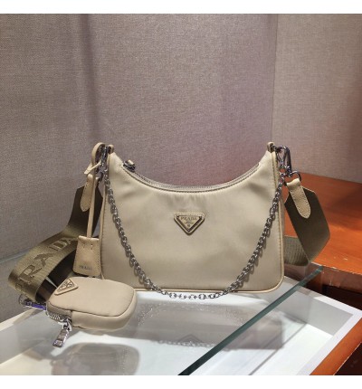 Prada re edition 2005 nylon hobo 22x12x6cm dessert color