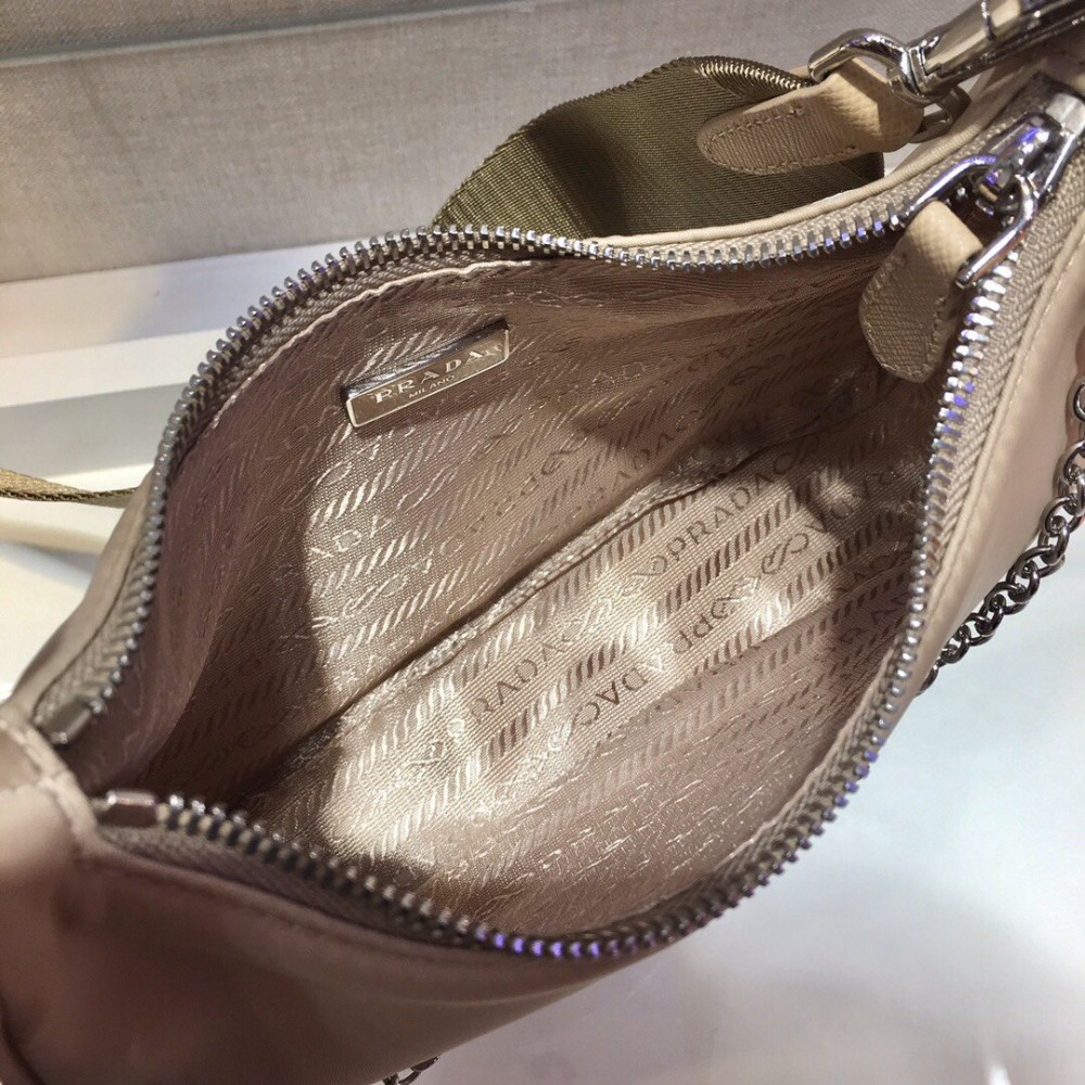 Prada re edition 2005 nylon hobo 22x12x6cm dessert color Prada shoulder bags