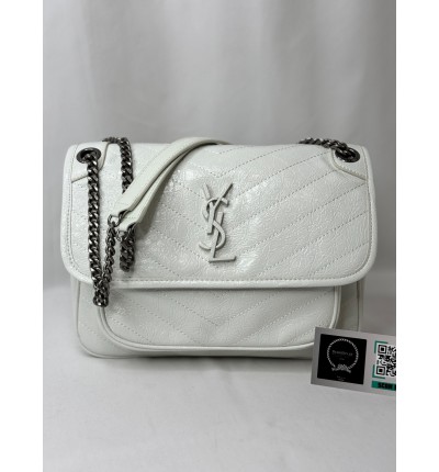 Ysl niki bag vintage leather 28x20cm blanc