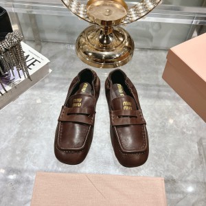 MiuMiu embossed logo squre toe loafers 35-42 Shoes