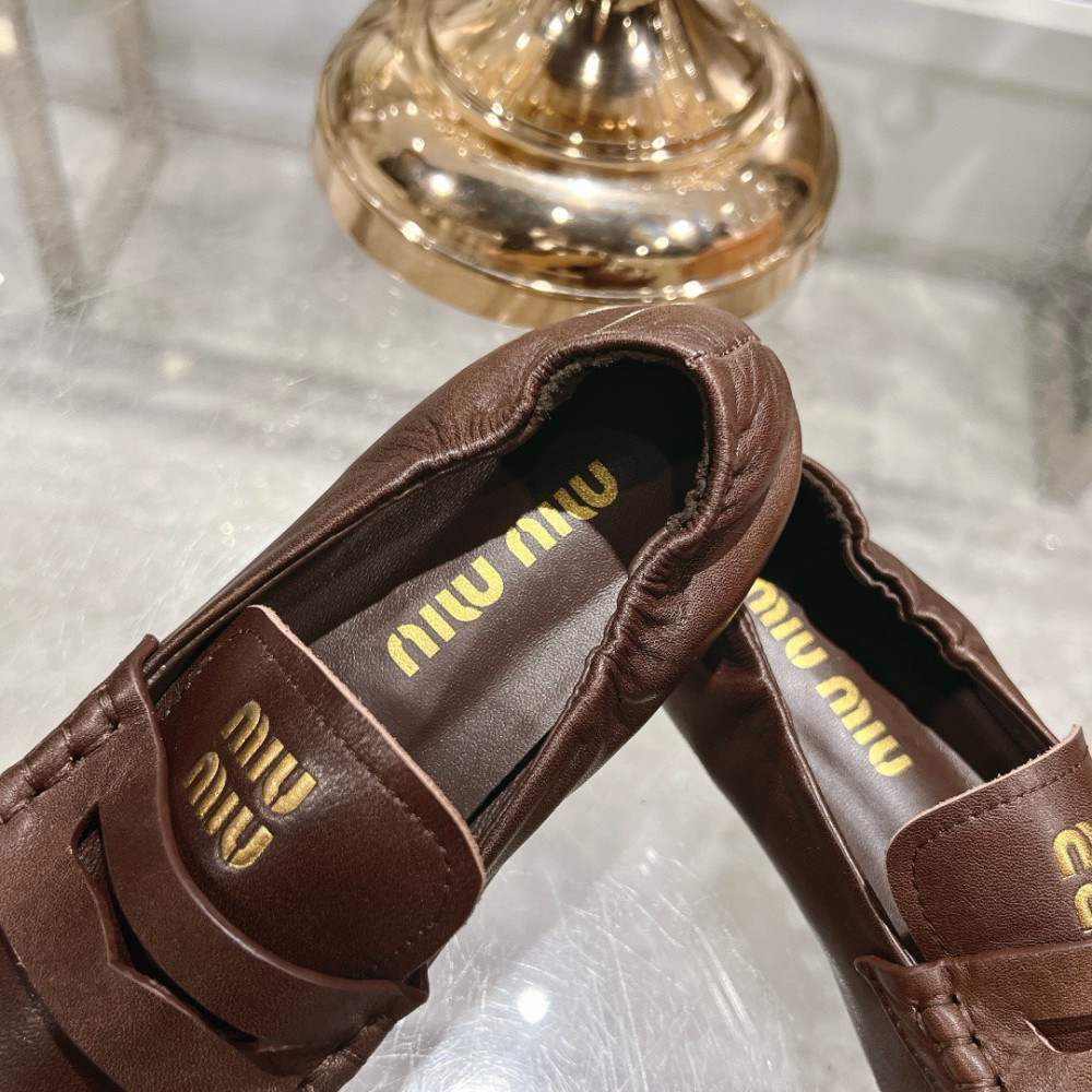 MiuMiu embossed logo squre toe loafers 35-42 Shoes