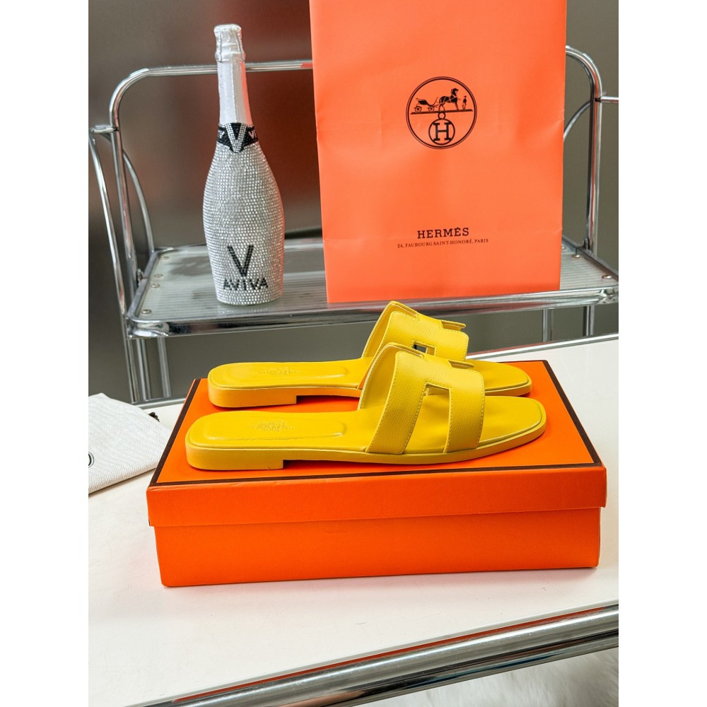 Hermes slides epsom leather 36-42 oran Jaune Impérial Shoes