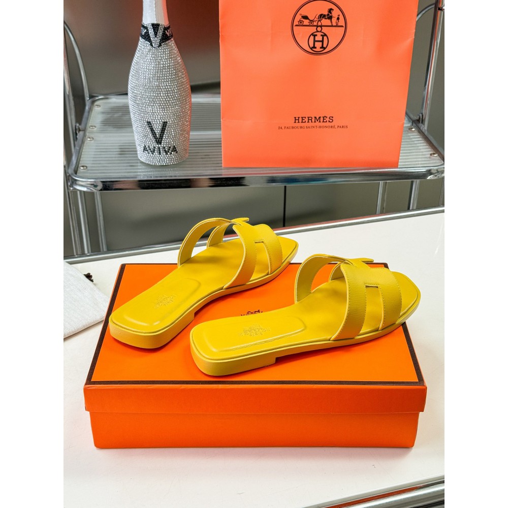 Hermes slides epsom leather 36-42 oran Jaune Impérial Shoes