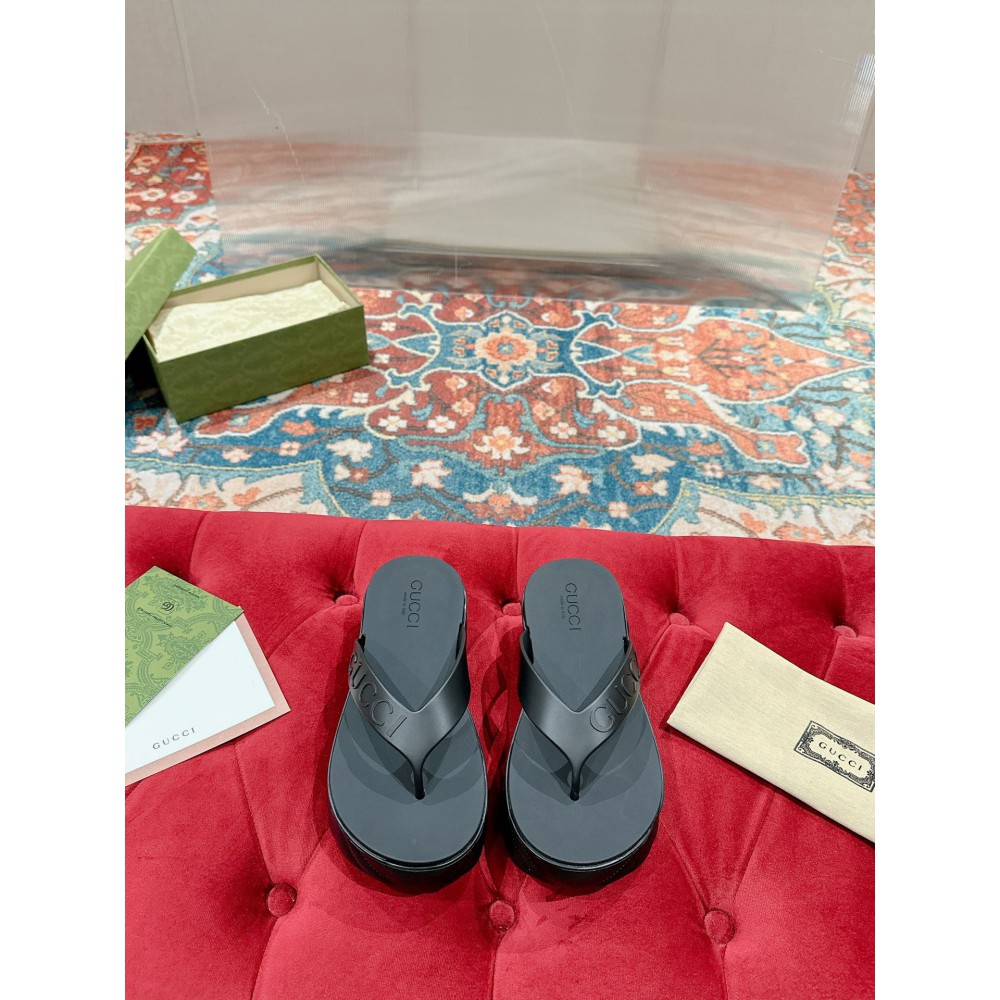 Gucci Embossed rubber platform sandals 35-42 Shoes