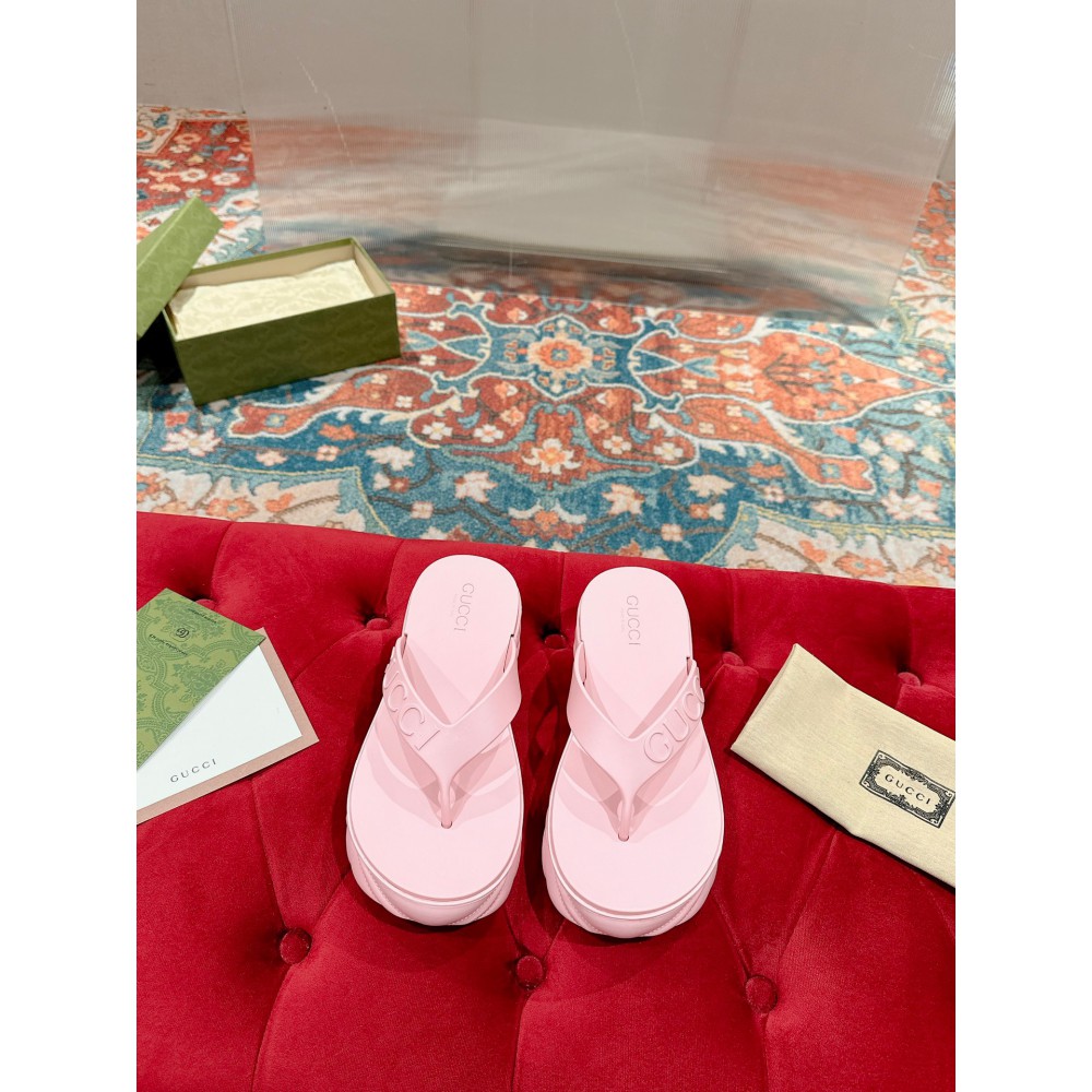 Gucci Embossed rubber platform sandals 35-42 Shoes