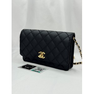 Chanel classic flap bag 19x12x4cm grained leather 100% Προσφορές
