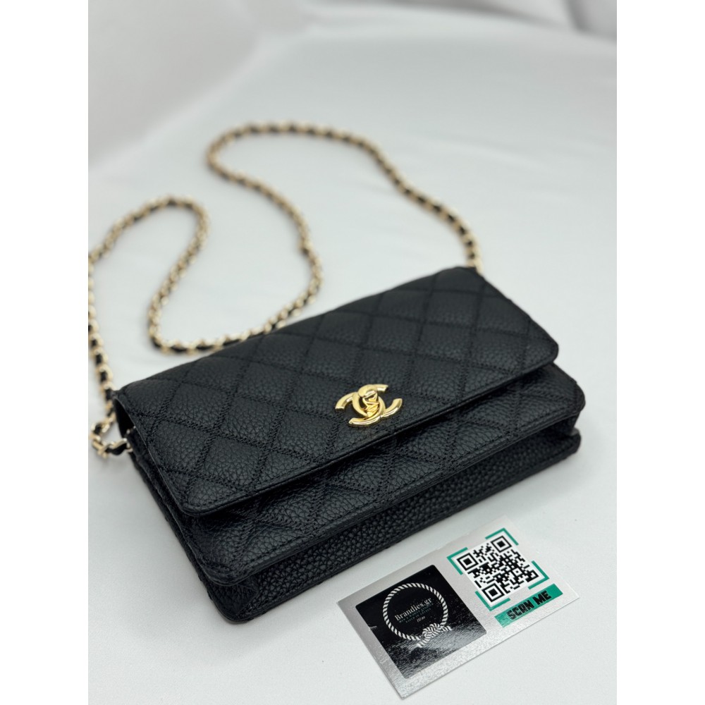 Chanel classic flap bag 19x12x4cm grained leather 100% Προσφορές