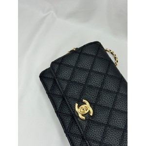 Chanel classic flap bag 19x12x4cm grained leather 100% Προσφορές