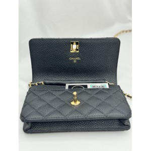 Chanel classic flap bag 19x12x4cm grained leather 100% Προσφορές