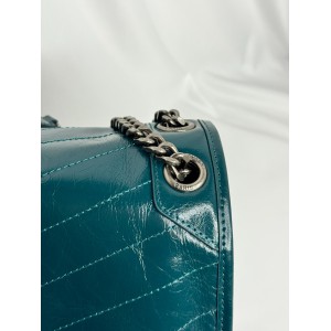 Ysl niki bag vintage leather 28x20cm blue petrol Bags