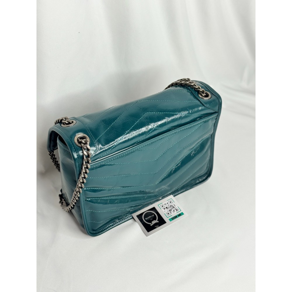 Ysl niki bag vintage leather 28x20cm blue petrol Bags