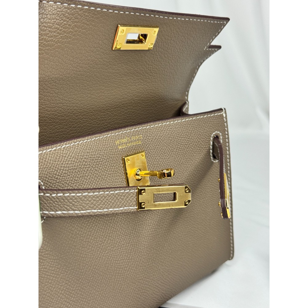 Hermes kelly bag 19x22cm epsom leather etoupe Προσφορές