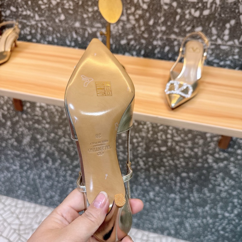 Valentino VLogo Signature leather slingback pumps 8cm Shoes