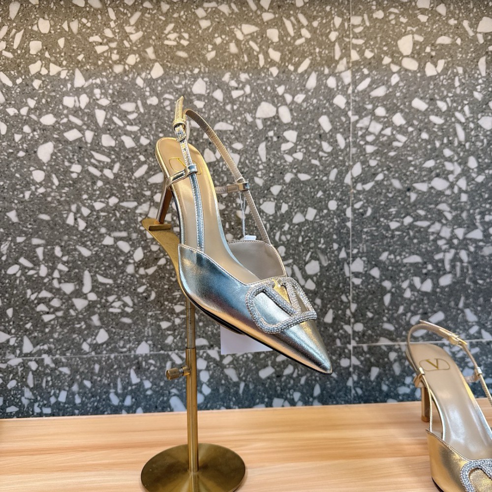 Valentino VLogo Signature leather slingback pumps 8cm Shoes