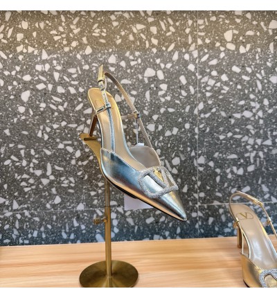 Valentino VLogo Signature leather slingback pumps 8cm