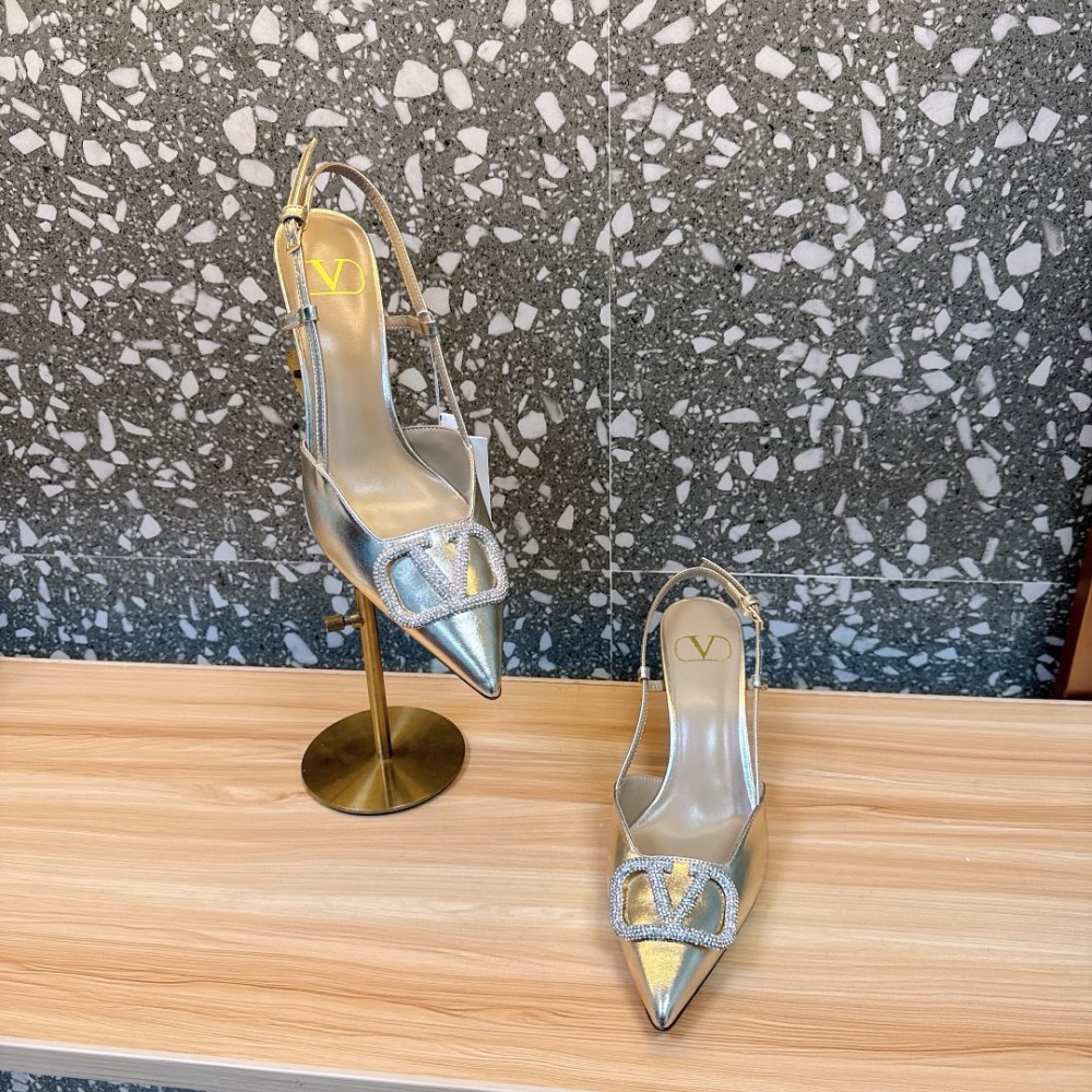 Valentino VLogo Signature leather slingback pumps 8cm Shoes