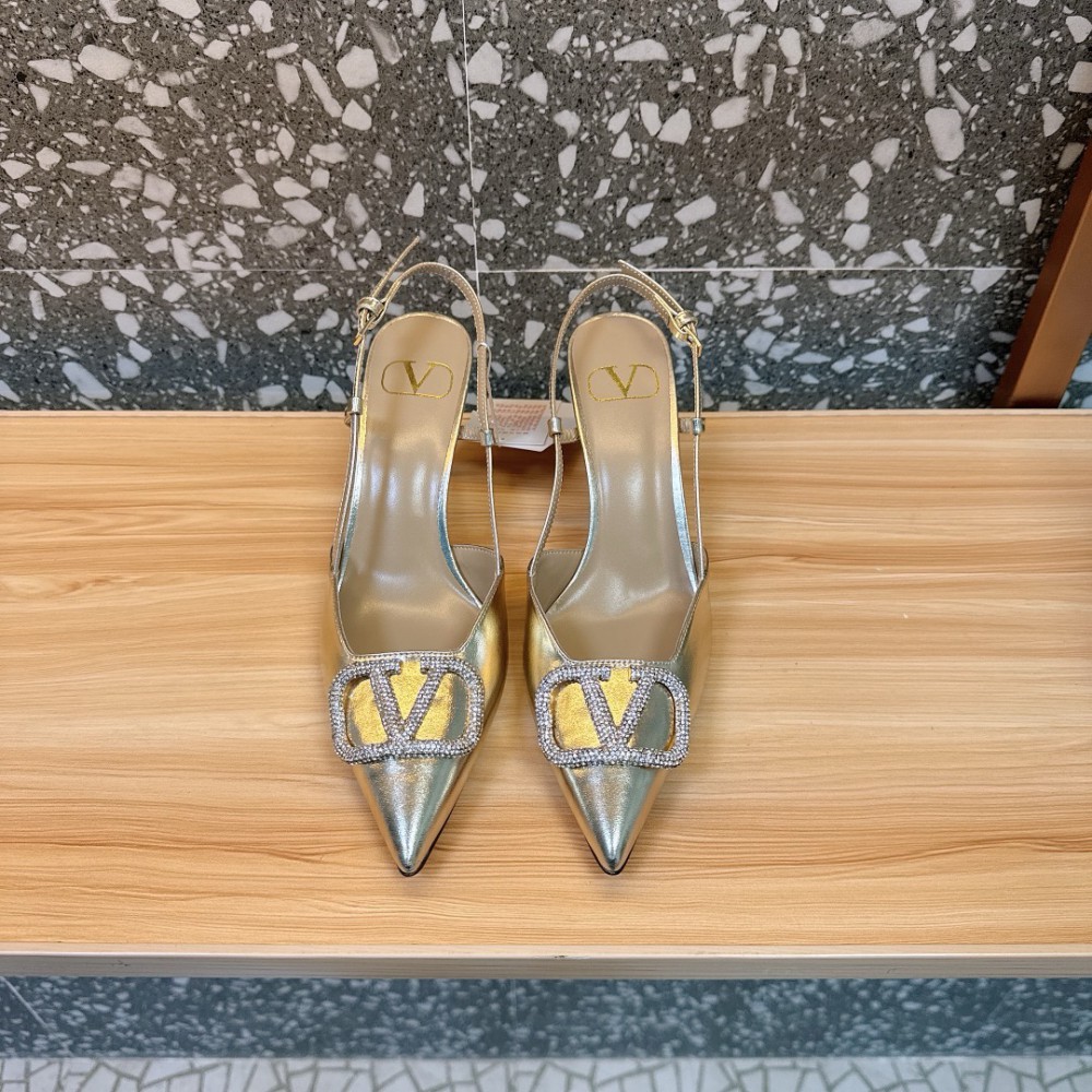 Valentino VLogo Signature leather slingback pumps 5cm Shoes