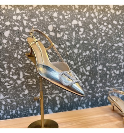 Valentino VLogo Signature leather slingback pumps 5cm