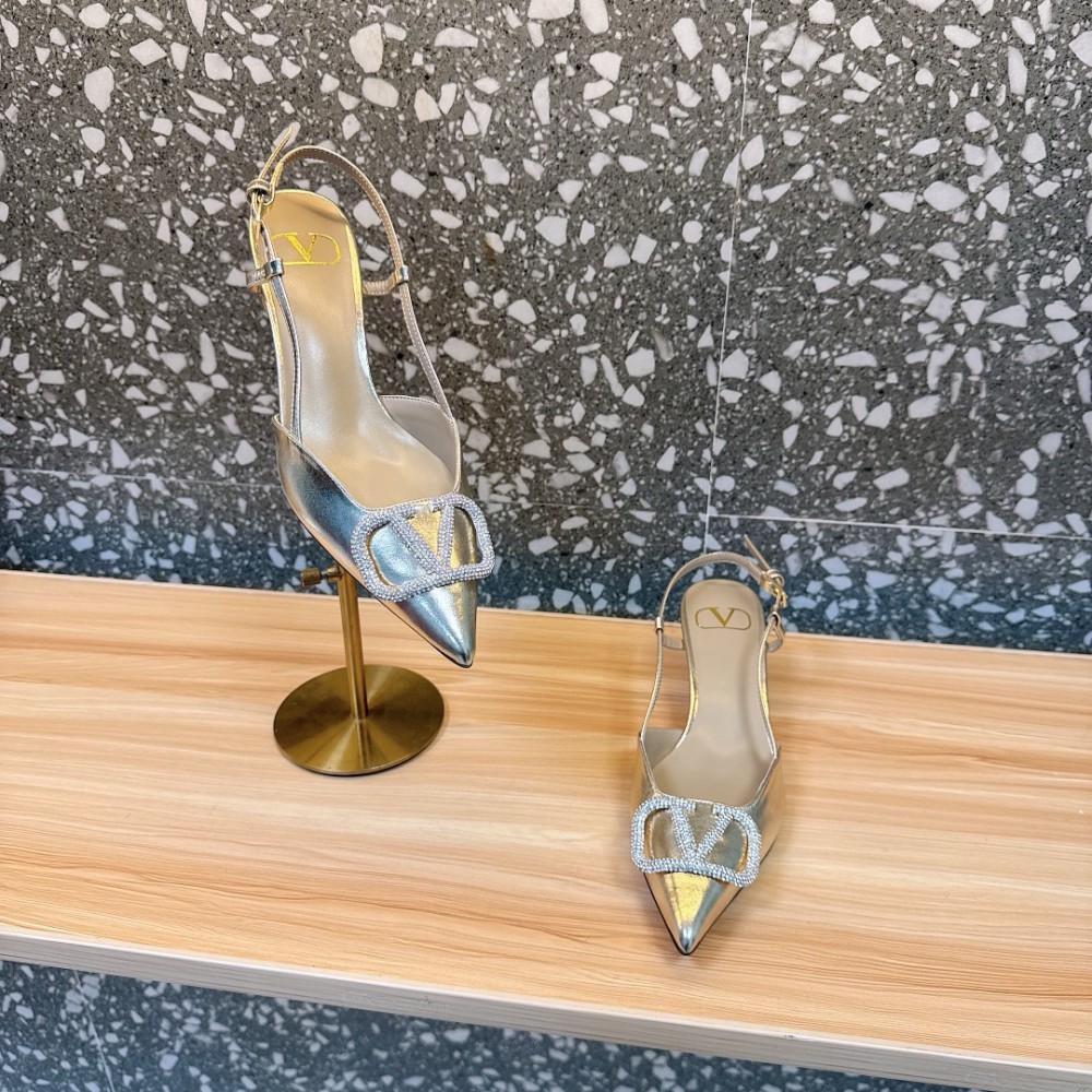 Valentino VLogo Signature leather slingback pumps 5cm Shoes