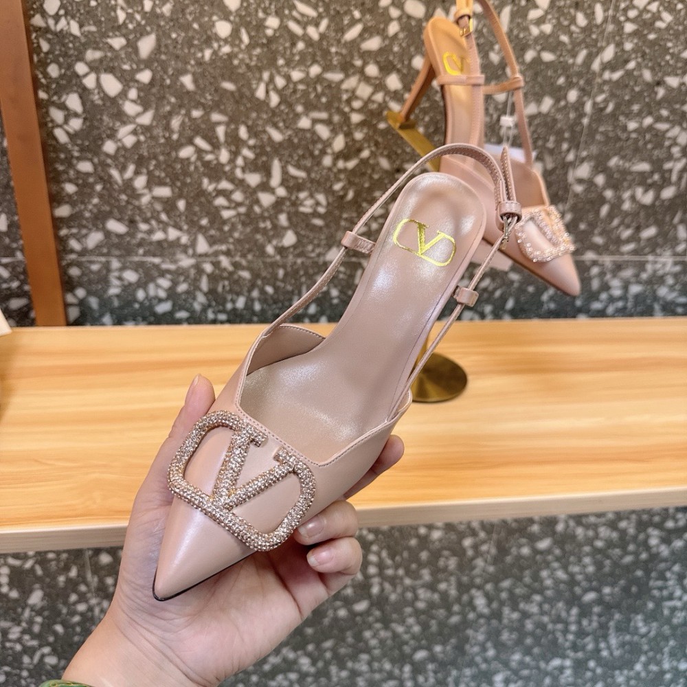 Valentino VLogo Signature leather slingback pumps 8cm Shoes
