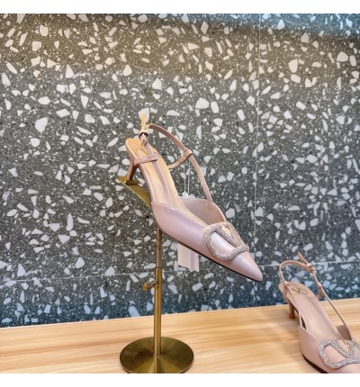 Valentino VLogo Signature leather slingback pumps 5cm