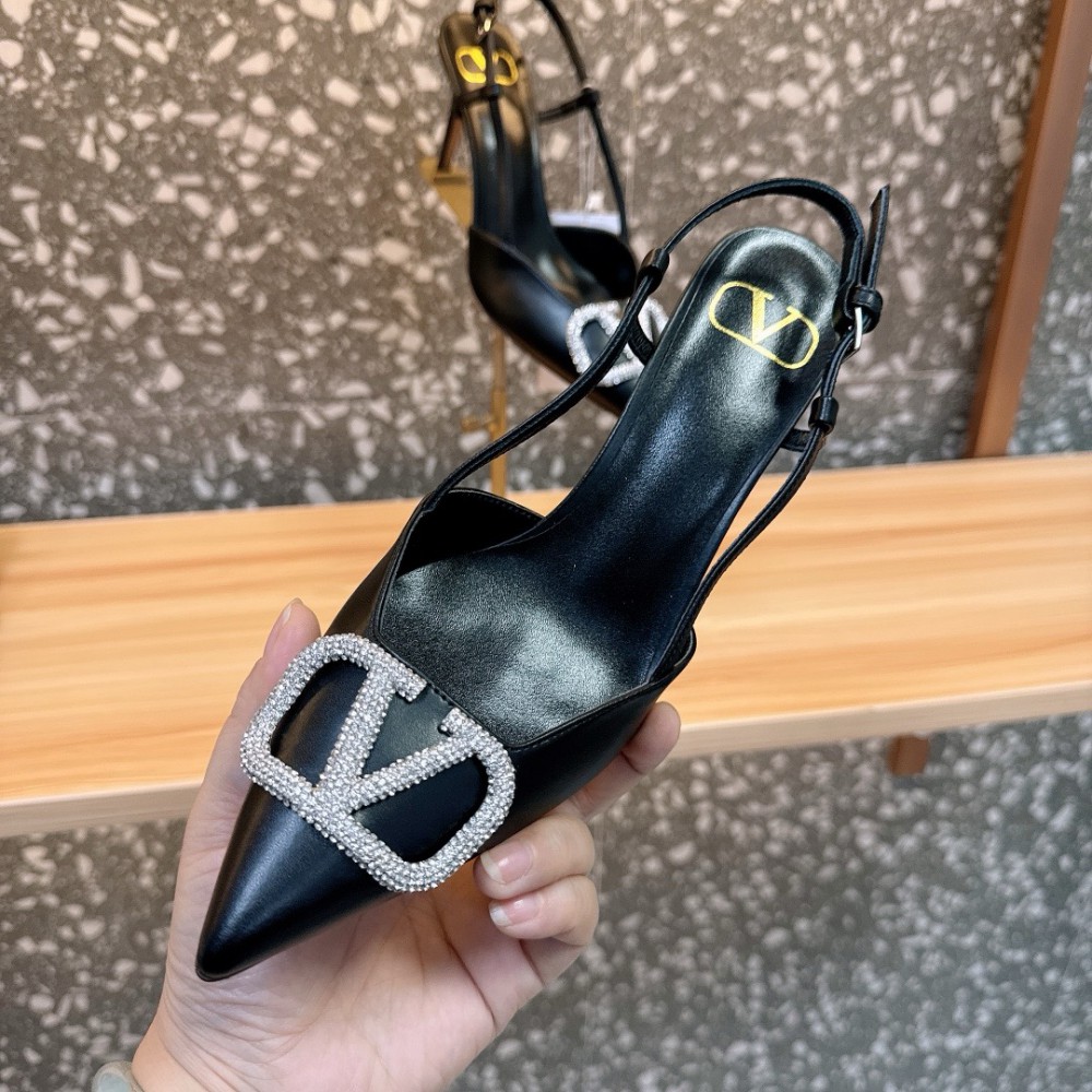 Valentino VLogo Signature leather slingback pumps 8cm Shoes