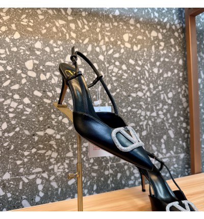 Valentino VLogo Signature leather slingback pumps 8cm