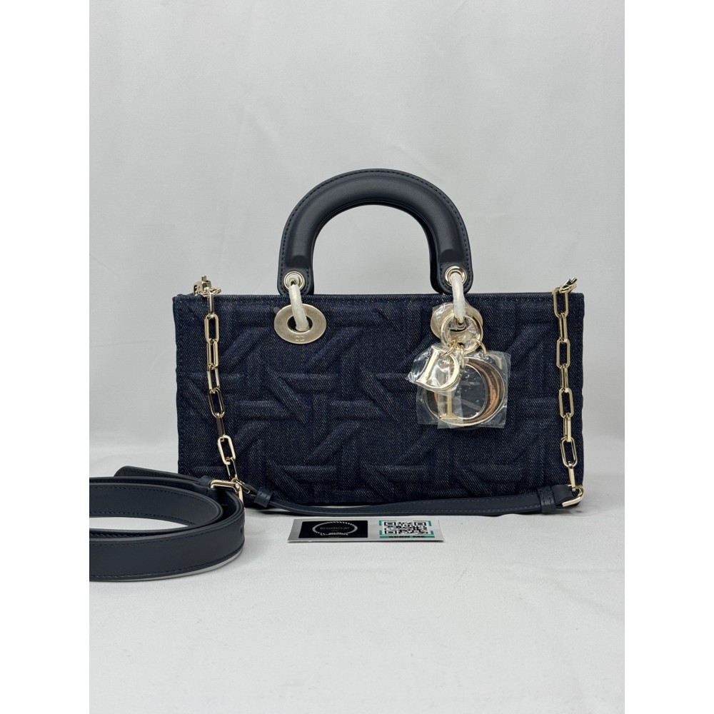 Dior d lady medium bag blue Graphic Cannage denim Bags