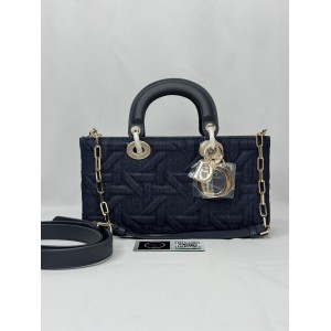 Dior d lady medium bag blue Graphic Cannage denim Bags