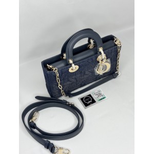 Dior d lady medium bag blue Graphic Cannage denim Bags