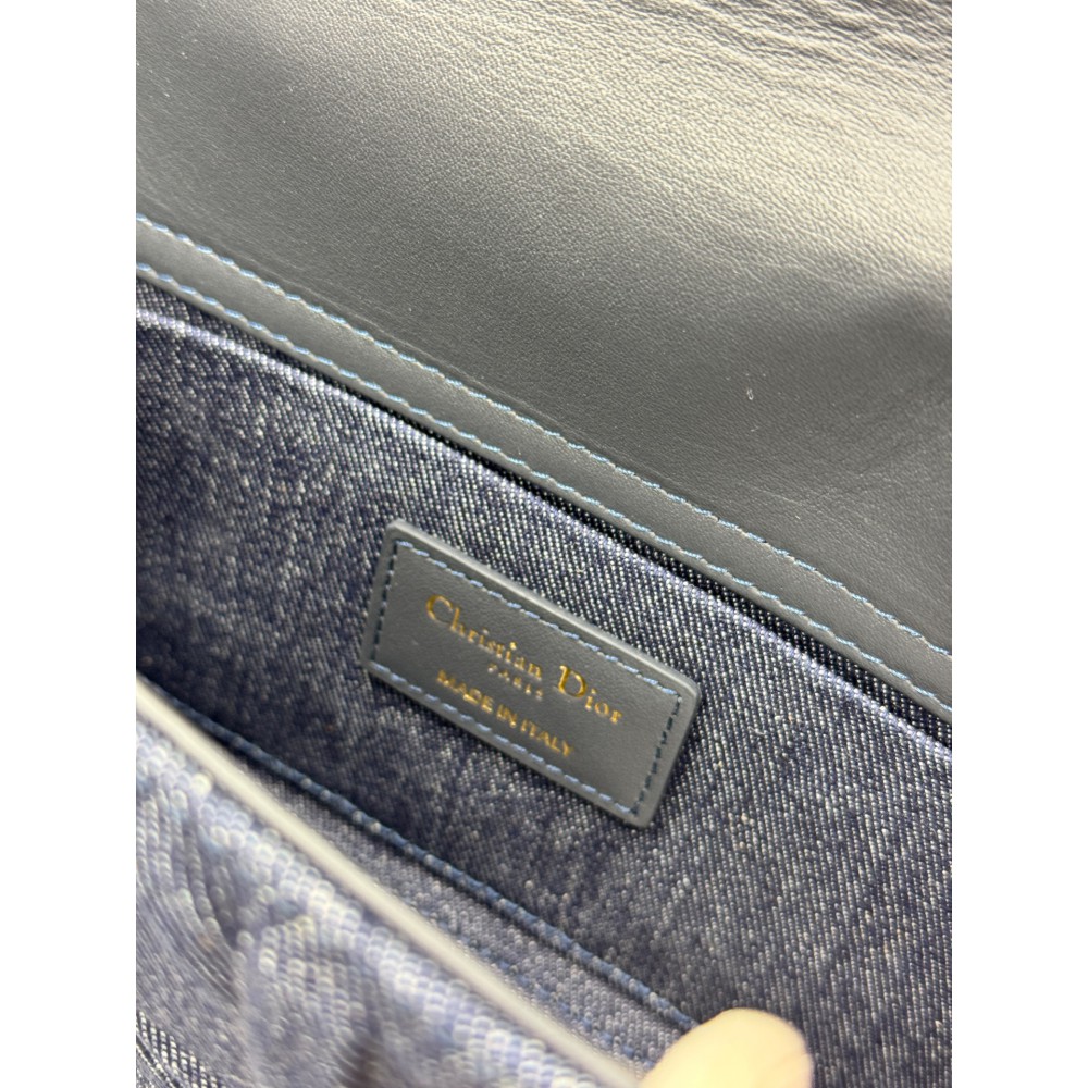 Dior d lady medium bag blue Graphic Cannage denim Bags