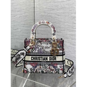Dior lady medium size 24x20x11cm embroidery Bags