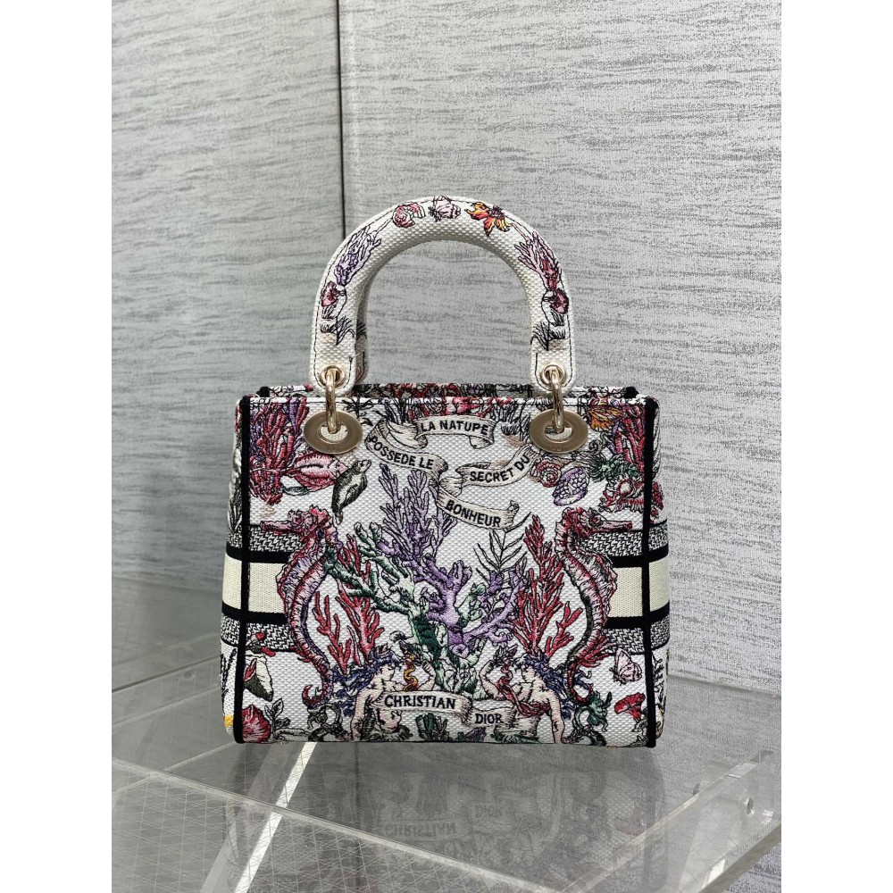 Dior lady medium size 24x20x11cm embroidery Bags
