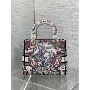 Dior lady medium size 24x20x11cm embroidery Bags